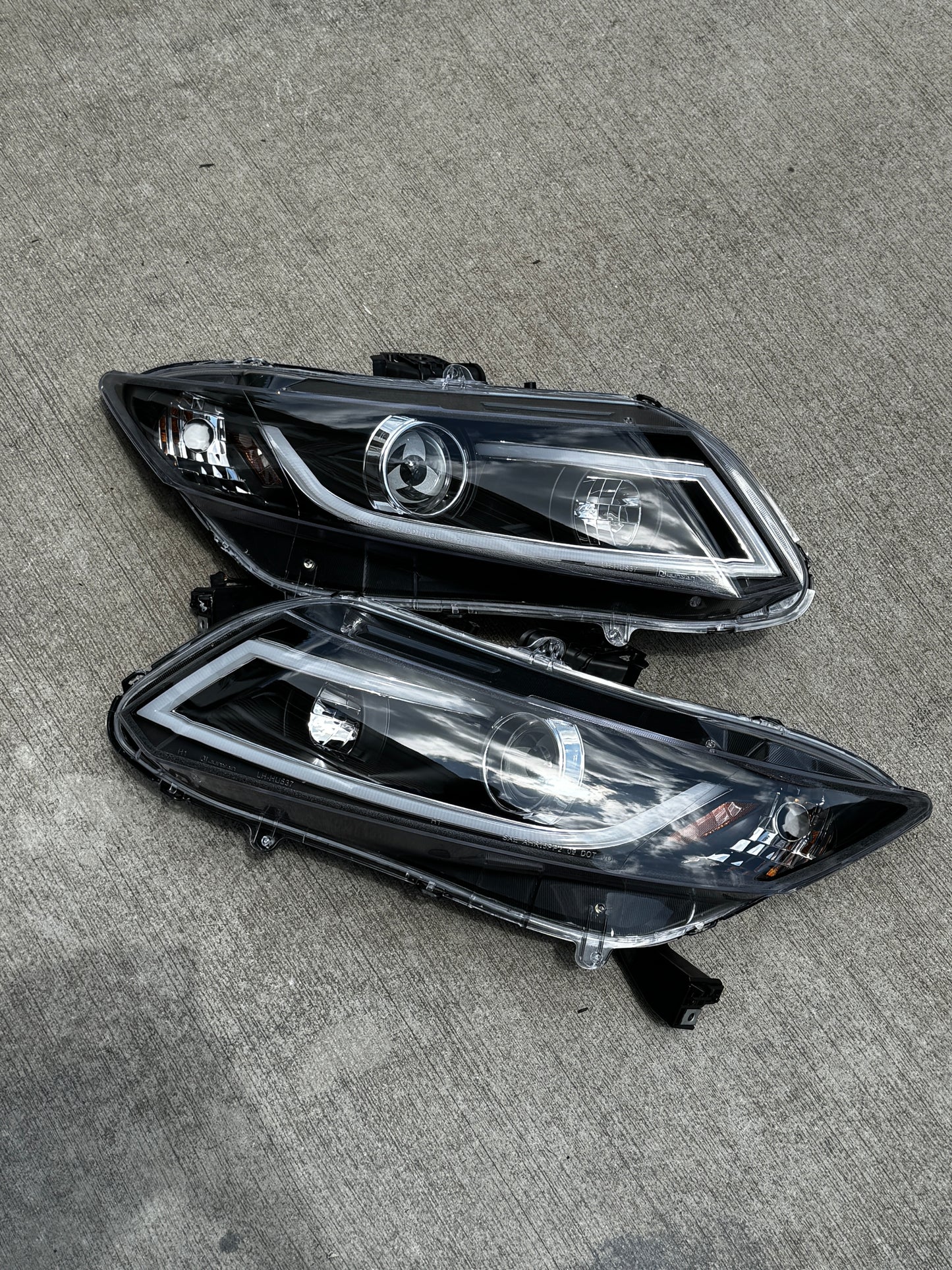 2012-2015 Honda Civic 2/4Dr Projector Headlights LED Strip Headlamps RGB