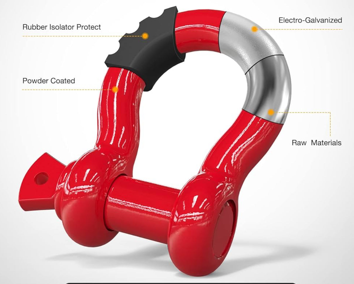 2 Pack 3/4" D-Ring Shackle 4.75 Ton Heavy Duty Off Road Recovery Shackle