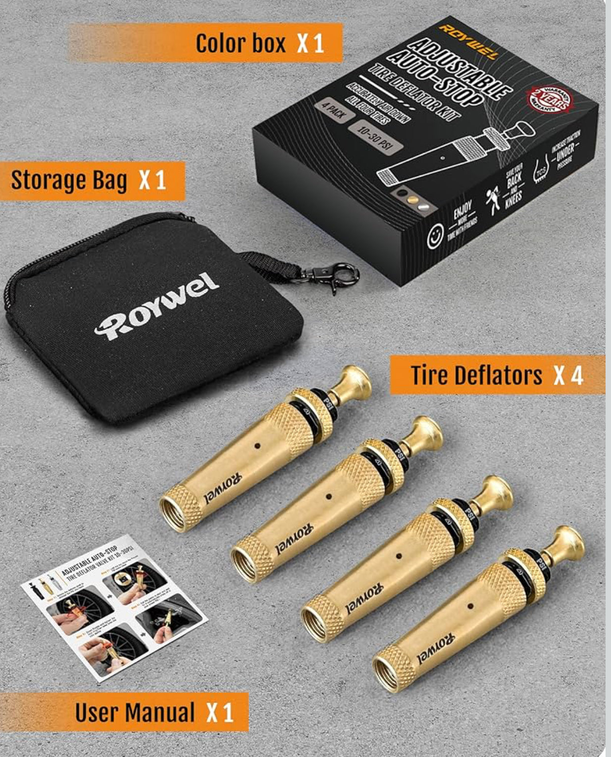 Auto-Stop Tire Deflator kit 10-30PSI