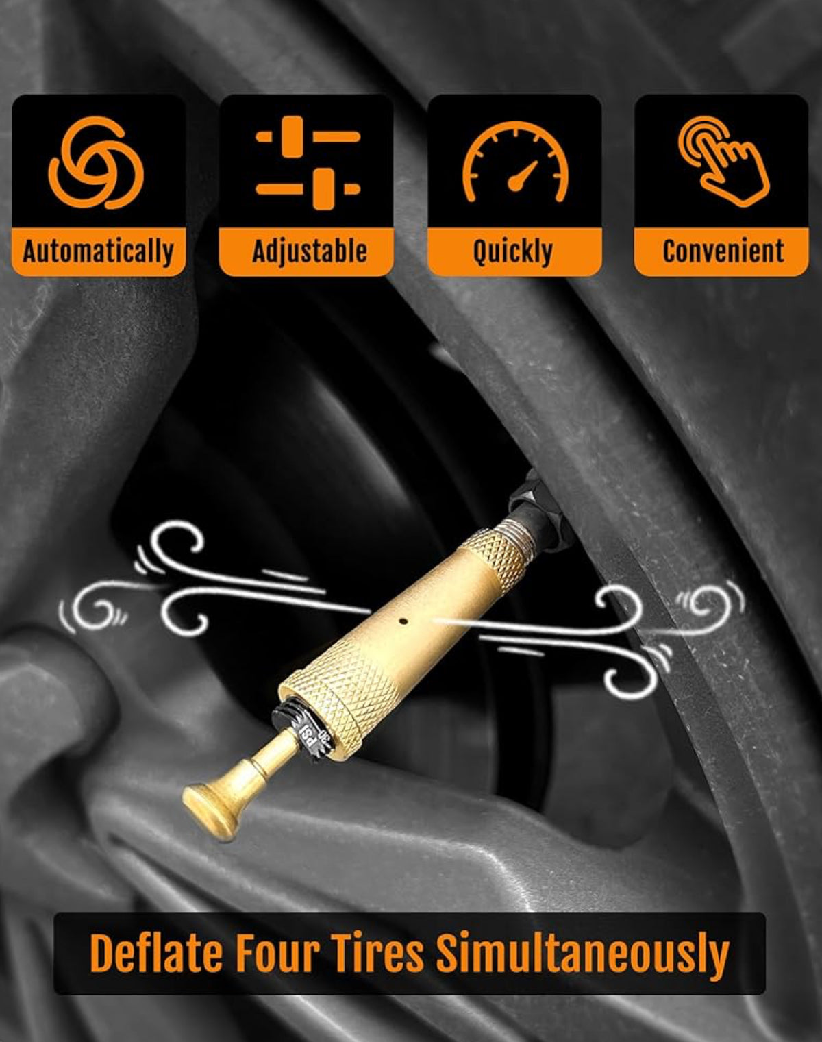 Auto-Stop Tire Deflator kit 10-30PSI