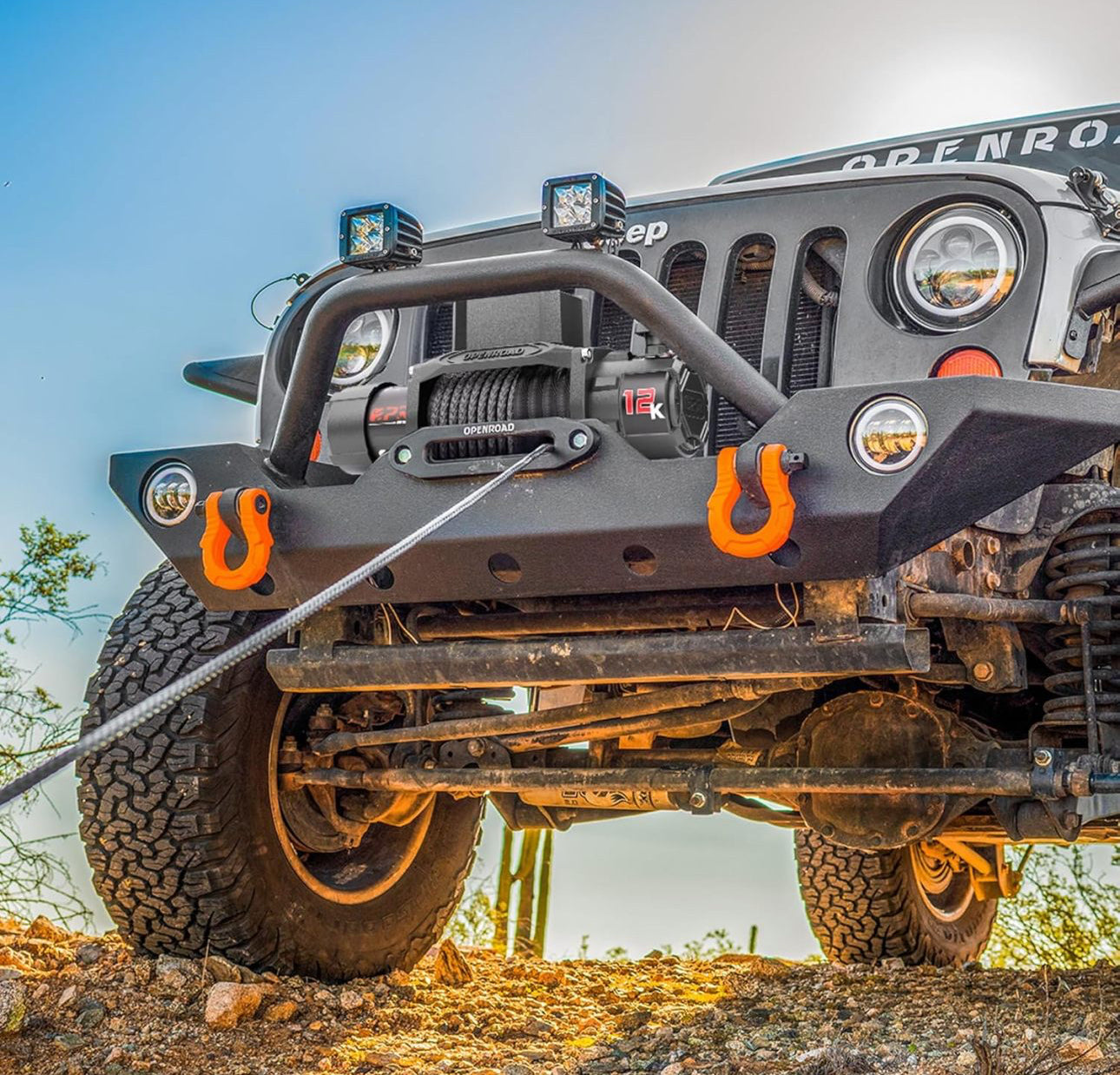 OPENROAD 12000lb Winch with Synthetic Rope & Wireless Remotes