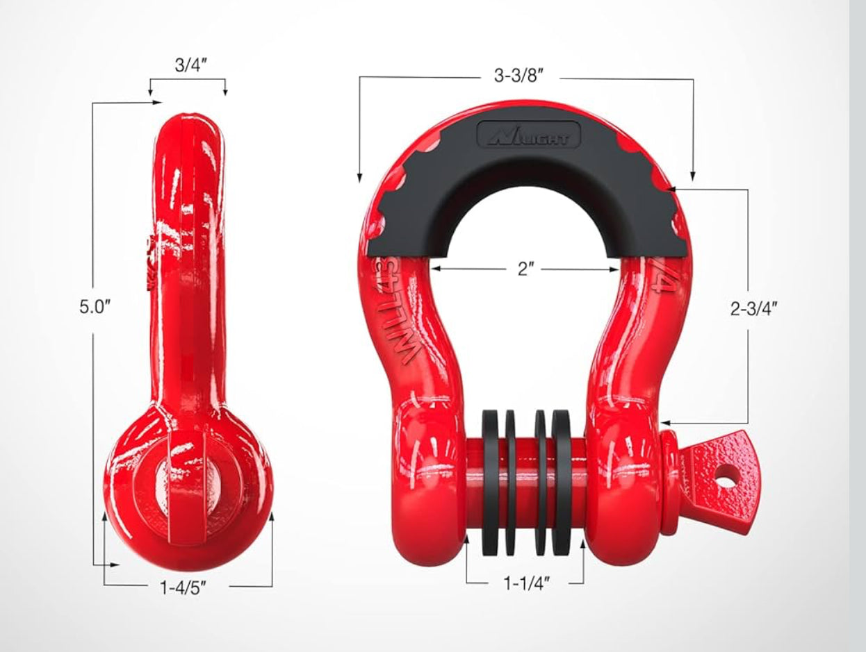 2 Pack 3/4" D-Ring Shackle 4.75 Ton Heavy Duty Off Road Recovery Shackle