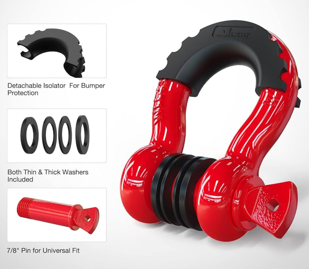 2 Pack 3/4" D-Ring Shackle 4.75 Ton Heavy Duty Off Road Recovery Shackle