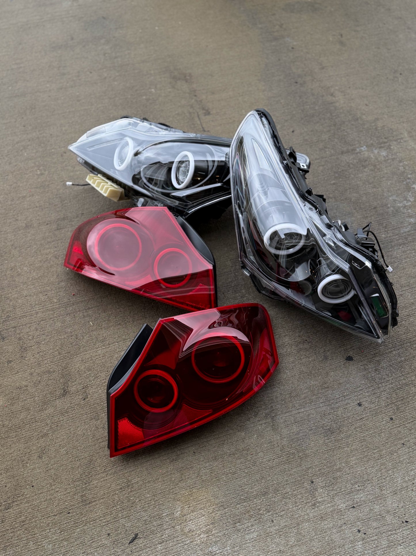 2010-2013 G37 / 11-12 G25 Sedan Black Projector Halo Headlights Tail lights