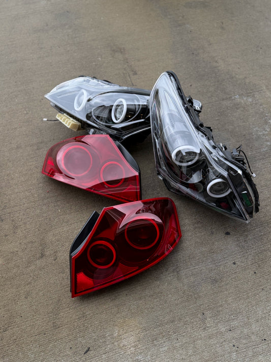 2010-2013 G37 / 11-12 G25 Sedan Black Projector Halo Headlights Tail lights