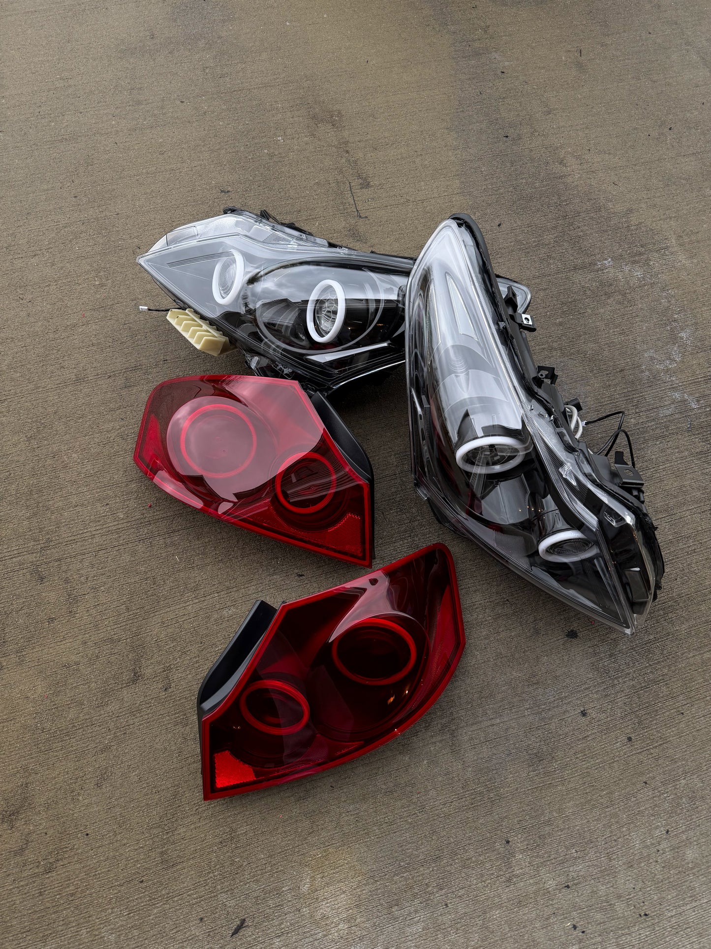 2010-2013 G37 / 11-12 G25 Sedan Black Projector Halo Headlights Tail lights