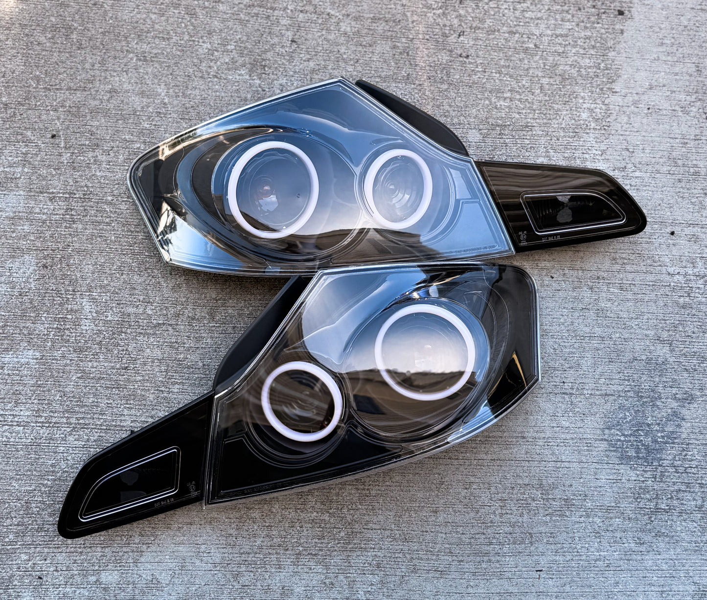 Infiniti G37 V36 G35 Q40 07-14 4dr Sedan Halo Tail Lights Black Carbon Reflector