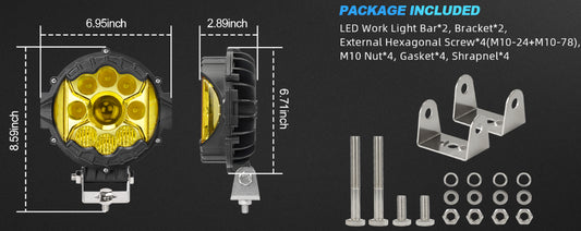 7 Inch Work Light 90W Yellow LED Pods for SUV Off-Road